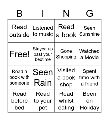 Waterstones Wigan Summer Bingo Card