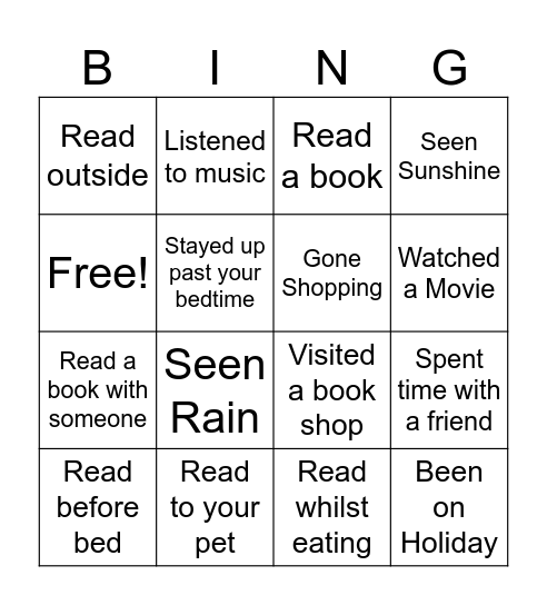 Waterstones Wigan Summer Bingo Card