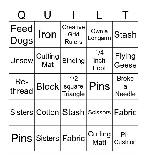 QUILTING    BINGO Card