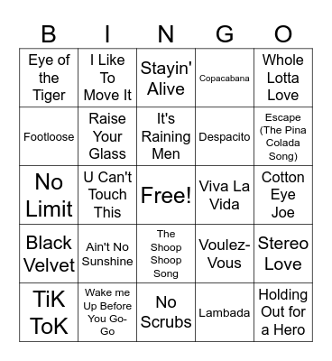 Music Bingo Card