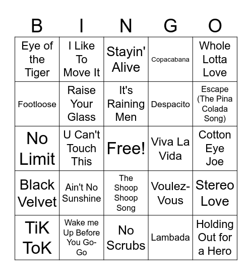 Music Bingo Card
