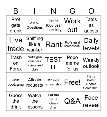 12H LIVESTREAM Bingo Card