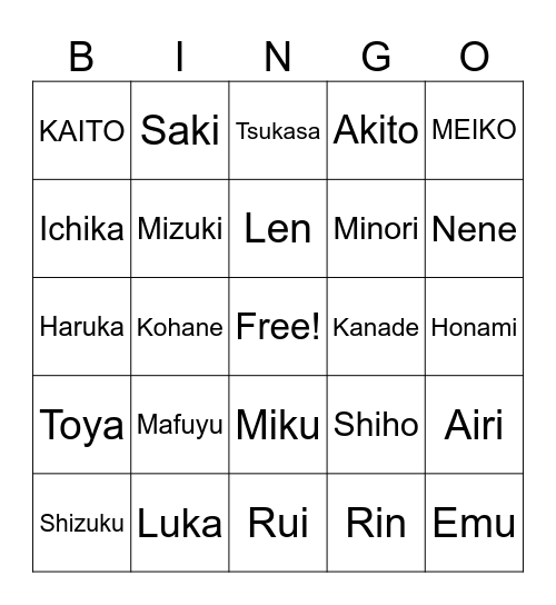 Project SEKAI Bingo Card
