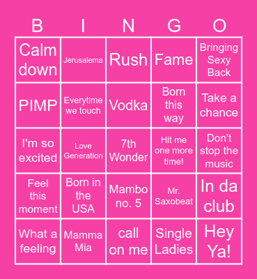 Mariah's Hens Party Bingo Card