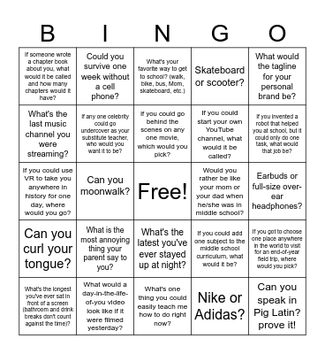 Who Are We? Bingo Card