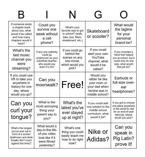 Who Are We? Bingo Card