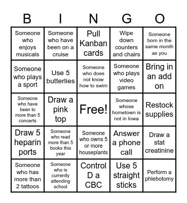 Mercy Bingo Card