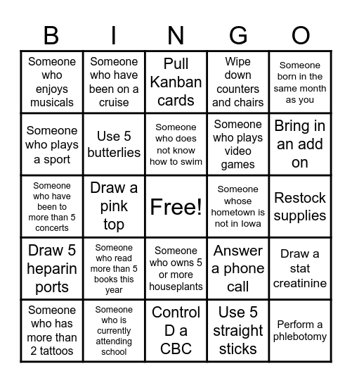 Mercy Bingo Card