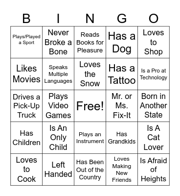 PCHS New Faculty Orientation Bingo Card