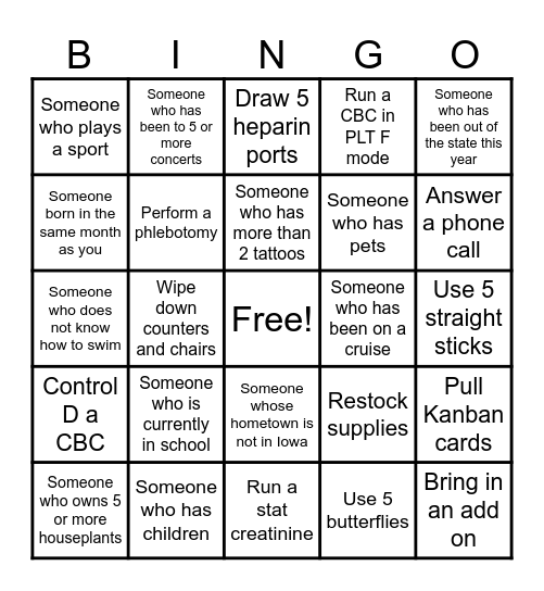 Mercy West Bingo Card