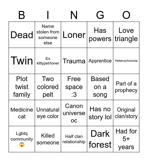 Oc bingo Card