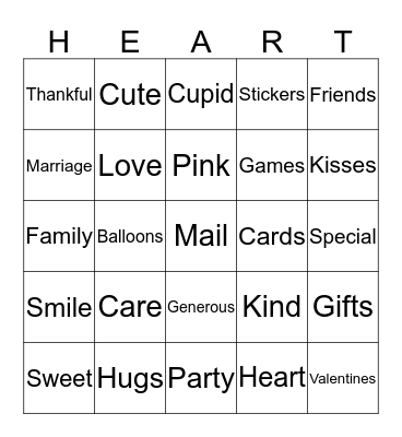 Valentine's Bingo Card