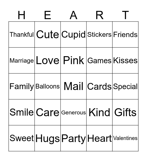 Valentine's Bingo Card