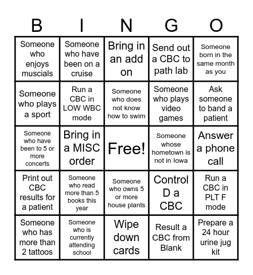 Ordering Tech Bingo Card