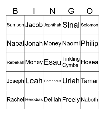 Love in the Old and New Testament Bingo Card