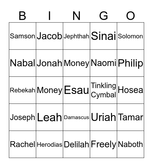 Love in the Old and New Testament Bingo Card