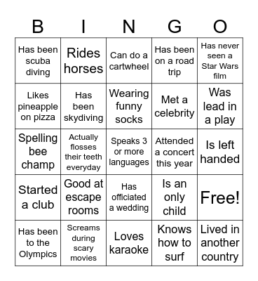SLHS Bingo Card