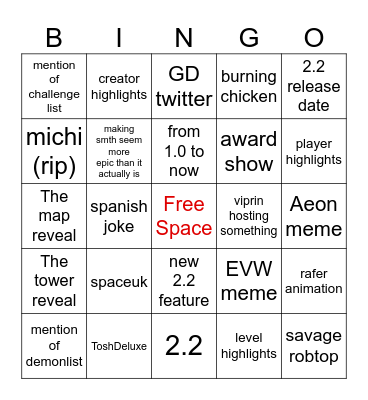 GD10 bingo! Bingo Card