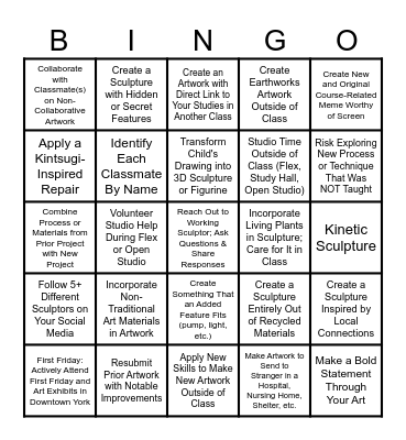 SCULPTURE: BINGO BONUS CHALLENGES Bingo Card