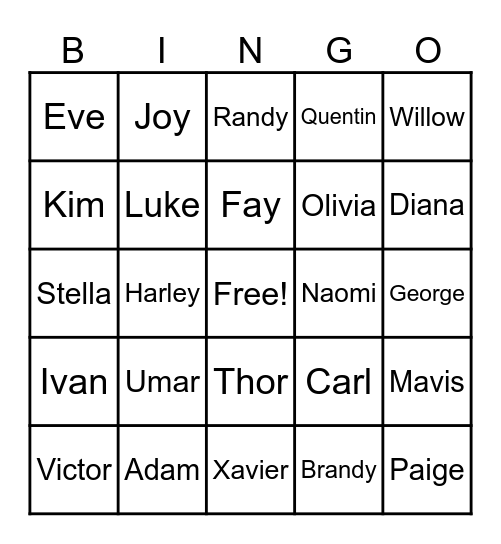 Telesitter Bingo Card