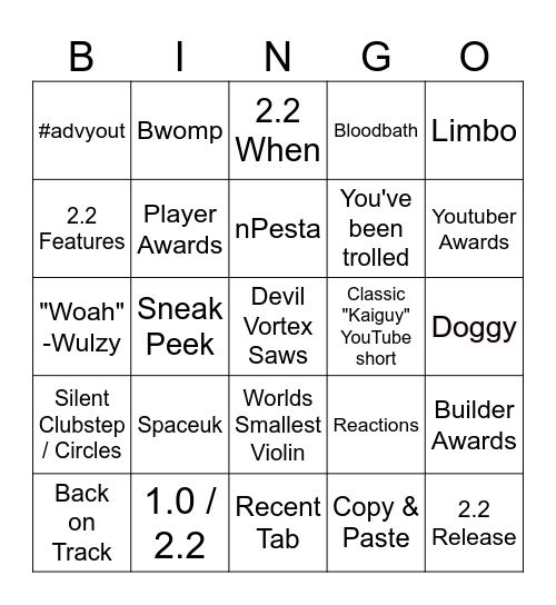 GD10 Anniversity Bingo Card