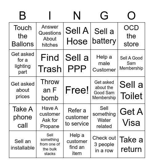 Camping World Bingo Card