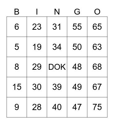 St Elizabeth Chapter Bingo Card