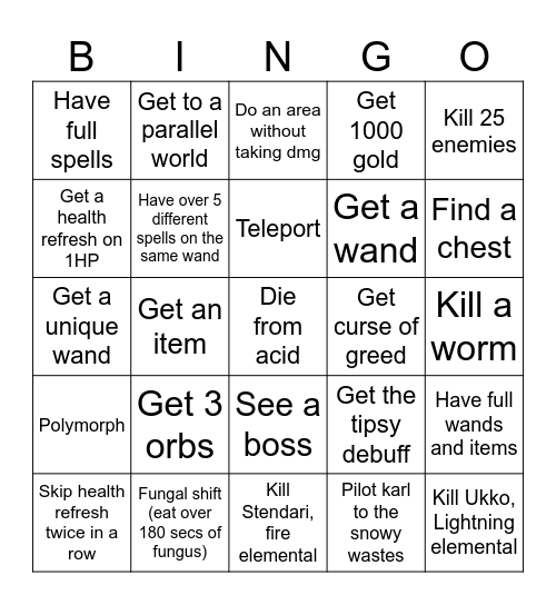 Noita bingo 2 Bingo Card