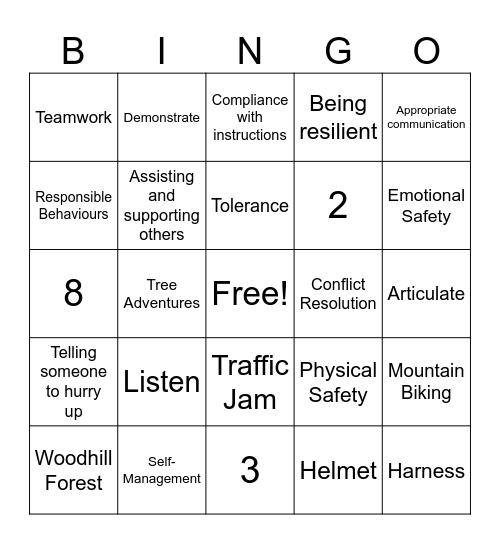 11PES Responsible behaviour BINGO!! Bingo Card