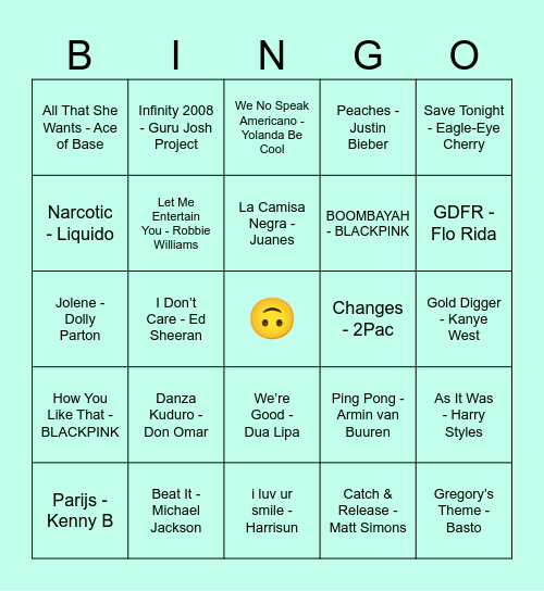 Muziekbingo Card