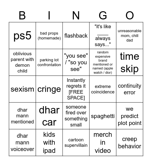 Dhar Mann Bingo v4 Bingo Card