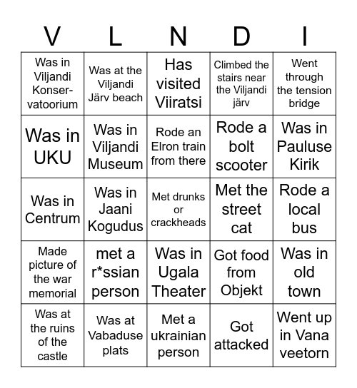 VILJANDI bingo Card