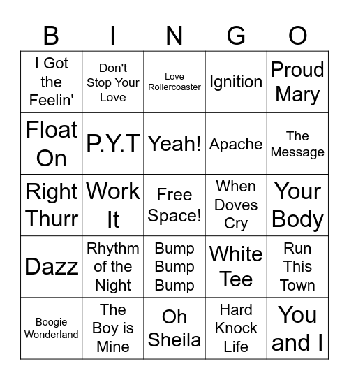 GGKD Music Bingo Card