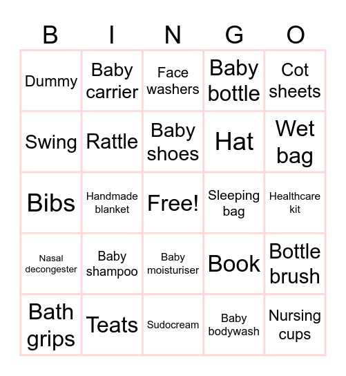 Babyshower Bingo Card