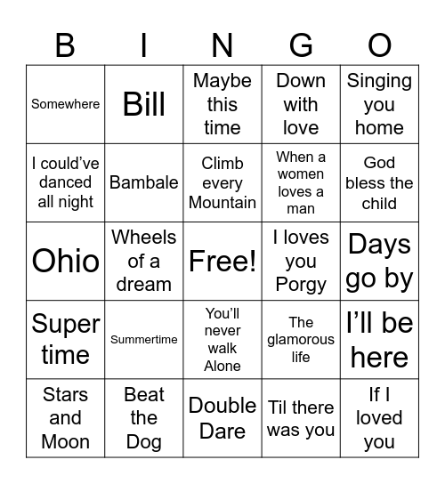 Audra McDonald Bingo Card
