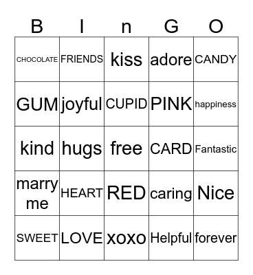 VALENTINES DAY Bingo Card