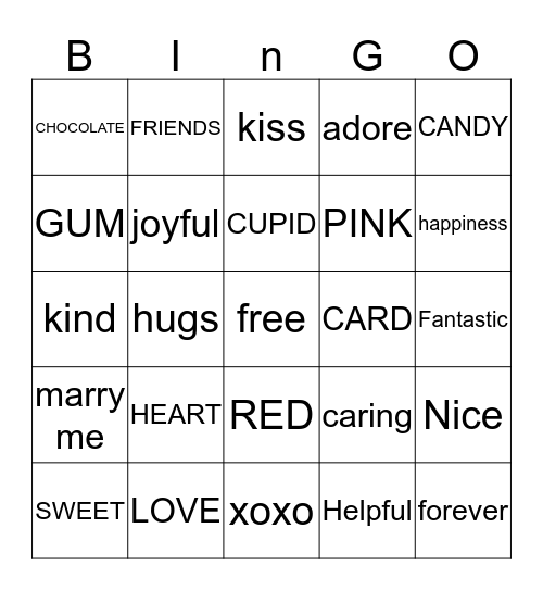 VALENTINES DAY Bingo Card