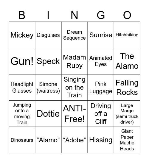 Pee Wee's Big Adventure - Round 2 Bingo Card