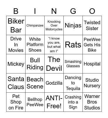 Pee Wee's Big Adventure - Round 3 Bingo Card