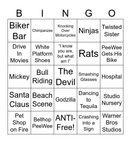 Pee Wee's Big Adventure - Round 3 Bingo Card