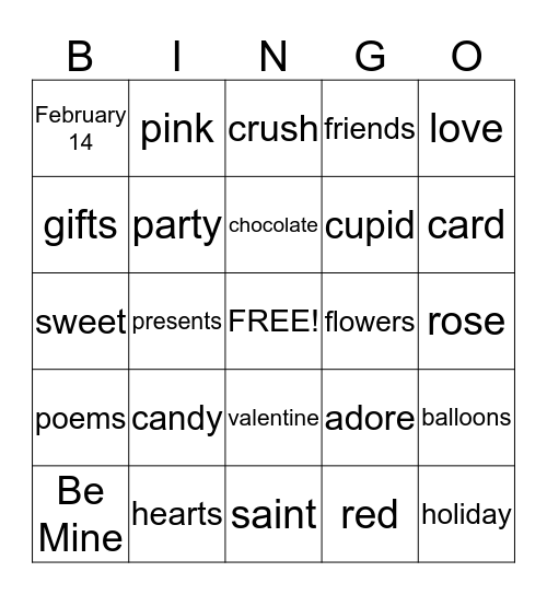 Valentine's Day Bingo Card