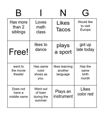 Untitled Bingo Card