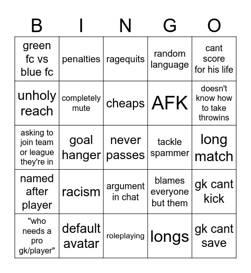 TPS NPC Bingo Card