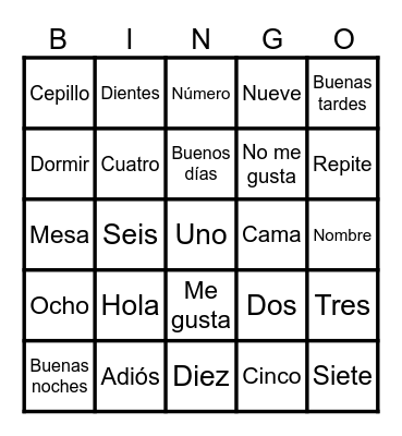 Repaso Bingo Card