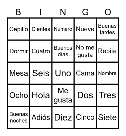 Repaso Bingo Card