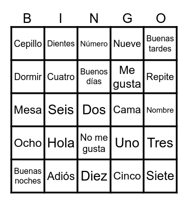 Repaso Bingo Card
