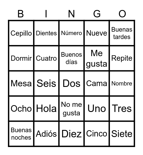Repaso Bingo Card
