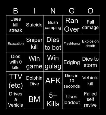 WARZONE 2 BINGO Card