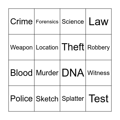 Forensics Bingo Card