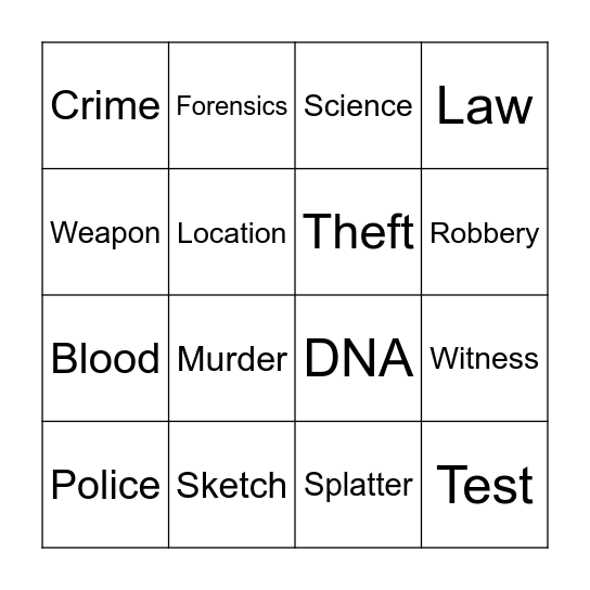 Forensics Bingo Card